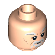 Minifig Head Ki-Adi-Mundi, White and Grey Eyebrows, Mustache, and Beard Print [Hollow Stud] Hellnougat