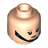 Minifig Head Corporal Zuzanu Latt, Black Chin Strap, Dark Tan Eyebrows, Disgusted / Angry Print Hellnougat