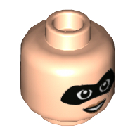 Minifig Head Elastigirl (Mrs. Incredible), Black Eyemask, Open Smile / Angry Print [Hollow Stud] Hellnougat