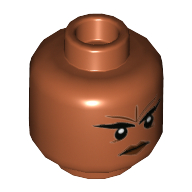 Minifig Head Brick, Dual Sided, Eyebrows, Unhappy / Angry Print [Hollow Stud] Dunkelorange