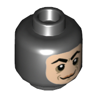 Minifig Head Screenslaver, Balaclava, Light Nougat Face, Thick Arched Eyebrows, and Smirk Print [Hollow Stud] Schwarz