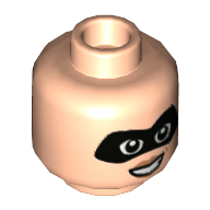 Minifig Head Elastigirl (Mrs. Incredible), Black Eyemask, Open Smile / Smirk Print [Hollow Stud] Light Nougat