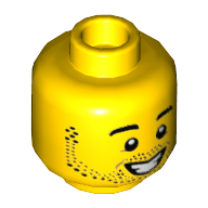 Minifig Head, Beard Stubble, Smiling with Teeth / Neutral Gelb