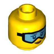 Minifig Head, Lips, Snow Goggles with Light Blue Lenses Yellow