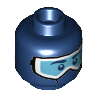 Minifig Head, Snow Goggles Print Dark Blue