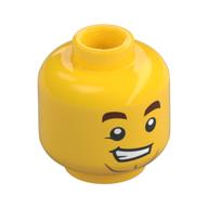 Minifig Head, Brown Eyebrows, Crooked Teeth Smile Gelb