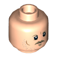 Minifig Head Tobias Beckett, Dark Tan Mustache, Goatee Print Hellnougat