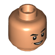 Minifig Head Dr Wu, Dark Orange Contours, Smile / Suspicious Frown Print Nougat