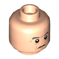 Minifig Head, Grey Eyebrows, Crows Feet, Stern Determined Print Hellnougat
