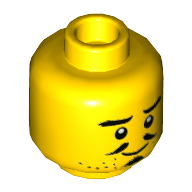 Minifig Head Sensei Wu (Dragon Master) / Kaito, Pointy Mustache, Goatee, Stubbed Beard, Smile / Frown Print Gelb