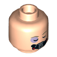 Minifig Head Luke Skywalker, Bruised Eye, Eyes Closed and Breathing Apparatus / Open Eyes Print [Hollow Stud] Light Nougat