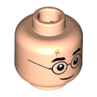 Minifig Head Harry Potter, Glasses, Lightning Scar, Eyebrows Print Light Nougat