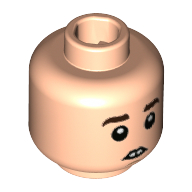 Minifig Head Neville Longbottom, Dual Sided, Dark Brown Eyebrows, Buck Teeth / Closed Eyes and Mouth Print [Hollow Stud] Hellnougat