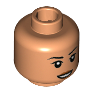 Minifig Head Cho Chang, Eyebrows, Small Smile Showing Teeth Print Nougat
