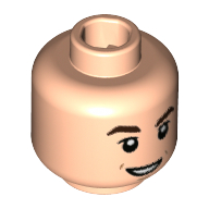 Minifig Head Cedric Diggory, Dark Brown Eyebrows, Small Lopsided Grin Print in 