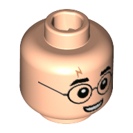 Minifig Head Harry Potter, Lightning Scar, Eyebrows, Glasses, Small Smile Showing Teeth Print Hellnougat