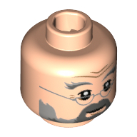 Minifig Head Albus Dumbledore, Bushy Eyebrows Furrowed, Mustache, Beard, Silver Semicircle Glasses Print [Hollow Stud] Hellnougat