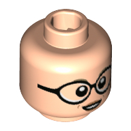 Minifig Head Sybill Trelawney, Dark Tan Eyebrows, Large Round Glasses, Peach Lips, Open Mouth Print Hellnougat