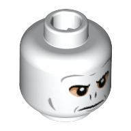 Minifig Head Voldemort, Nougat Around Eyes, Dark Bluish Gray Contours, Nose Slits Print Weiß