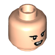 Minifig Head Marcus Flint, Thick Eyebrows, Buck Teeth, Angry Print [Hollow Stud] Hellnougat