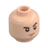 Minifig Head Draco Malfoy, Reddish Brown Eyebrows, Suspicious with Left Eyebrow Raised / Angry Print Light Nougat