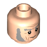 Minifig Head Garrick Ollivander, Grey Eyebrows and Sideburns, Stubble, Cheek Lines, Neutral / Scared [Hollow Stud] Hellnougat