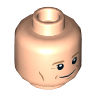 Minifig Head Newt Scamander, Dual Sided, Medium Nougat Eyebrows and Contour Lines, Smile / Scared Print [Hollow Stud] Hellnougat