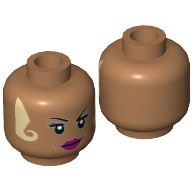 Minifig Head Seraphina Picquery, Eyebrows, Magenta Lips, White Locks of Hair Print [Hollow Stud] Medium Nougat