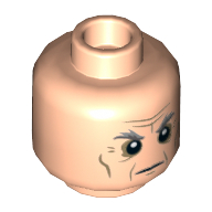 Minifig Head Salazar Slytherin, Dark and Light Bluish Gray Eyebrows, Dark Tan Facial Lines Print [Hollow Stud] Light Nougat
