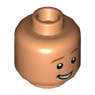 Minifig Head Hercules, Dark Orange Eyebrows and Chin Contour, Smile / Fierce Print Nougat