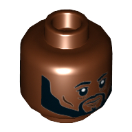Minifig Head Resistance Pilot, Eyebrows, Beard, Closed Mouth / Breathing Mask Print Reddish Brown