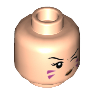 Minifig Head D.Va, Dual Sided, Winking and Purple Markings / Blowing Bubblegum Bubble Print [Hollow Stud] Hellnougat