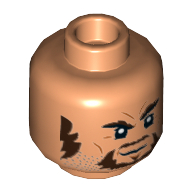 Minifig Head McCree, Reddish Brown Moustache, Beard, Sideburns Print [Hollow Stud] Nougat