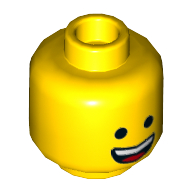 Minifig Head Emmet, Dual Sided, Happy Smile / Scream Print [Hollow Stud] Gelb