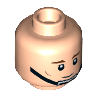 Minifig Head Rebel Trooper, Reddish Brown Eyebrows, Black Chinstrap, Neutral / Frown Print in 