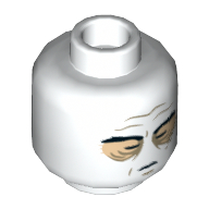 Minifig Head Darth Vader, Closed Eyes, Wrinkles, Bags under Eyes Print Weiß