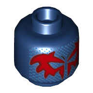 Minifig Head Spider-Man (2099), Red Eye Mask, Bright Light Blue Dots Print Dark Blue