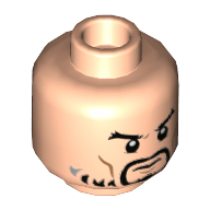 Minifig Head Hanzo, Goatee, Light Beard, Medium Nougat Cheek Lines Print [Hollow Stud] Light Nougat