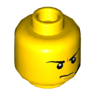 Minifig Head, Headset, Angry Frown Gelb