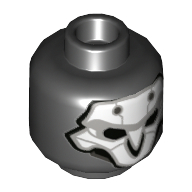 Minifig Head Reaper, White Mask, Light Bluish Grey Mask Print [Hollow Stud] Schwarz