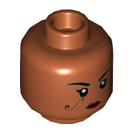 Minifig Head Pharah, Dual Sided, Dark Red Lips, Tattoo by Eye Print [Hollow Stud] Dunkelorange