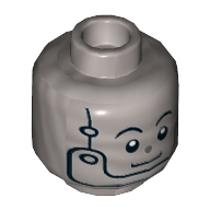 Minifig Head Tin Man, Eyebrows, Silver Nose and Chin Strap Print [Hollow Stud] Mattsilber