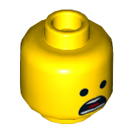 Minifig Head Emmet, Dual Sided, Winking Smile / Open Mouth Scared Print [Hollow Stud] Yellow