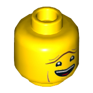 Minifig Head President Business, Dual Sided, Reddish Brown Unibrow, Open Mouth Smile, Arched Unibrow / Lowered Unibrow Print [Hollow Stud] Yellow