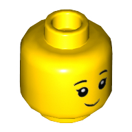 Minifig Head, Closed Mouth Grin / Open Mouth Smile Gelb