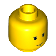 Minifig Head Luke Skywalker, Small Black Eyebrows and Chin Dimple Print Yellow