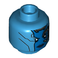 Minifig Head Nebula, Dark Bluish Gray Mechanical Parts, Dark Bluish Gray Lips Print Dark Azure