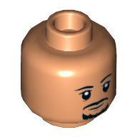 Minifig Head Bail Organa, Black Moustache, Thin Beard Nougat