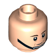 Minifig Head Captain Antilles, Dark Brown Eyebrows, Black Chin Strap Print Hellnougat