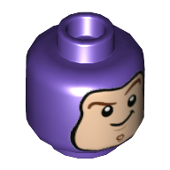 Minifig Head Buzz Lightyear, Raised Eyebrow, Smirk Dunkellila